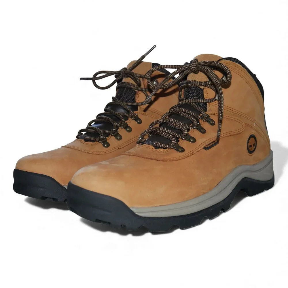 Timberland Mens Waterproof Mid Hiking Boots Size 13 Wheat Nubuck White Ledge NEW